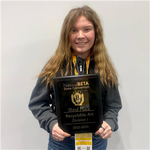 3rd place Recyclable Art Division 1: Kailan Thomas (10th grade)
