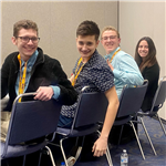 Quiz Bowl Top 8: (listed from left to right) Dylan Story (12), Alexander Tenace (11), Daniel Latus (12), and Clara Nikkel (11